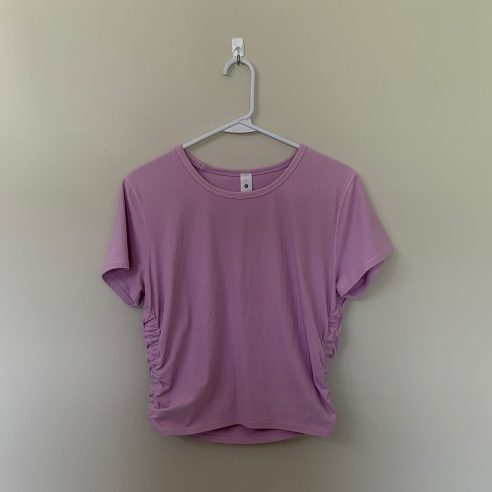 Lululemon All It Takes Ribbed Short Sleeve Pink Size 12 Like New